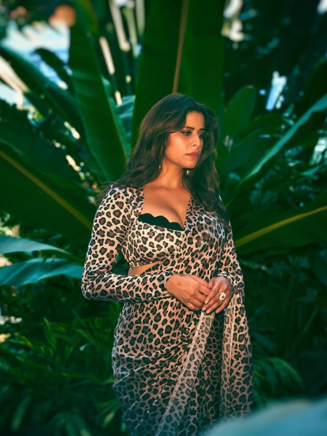 Sai Tamhankar | मटका किंगच्या प्रमोशनसाठी सई ताम्हणकरने बिबट्या प्रिंट असलेली साडी आणि मॅचिंग ब्लाऊज परिधान केला आहे.